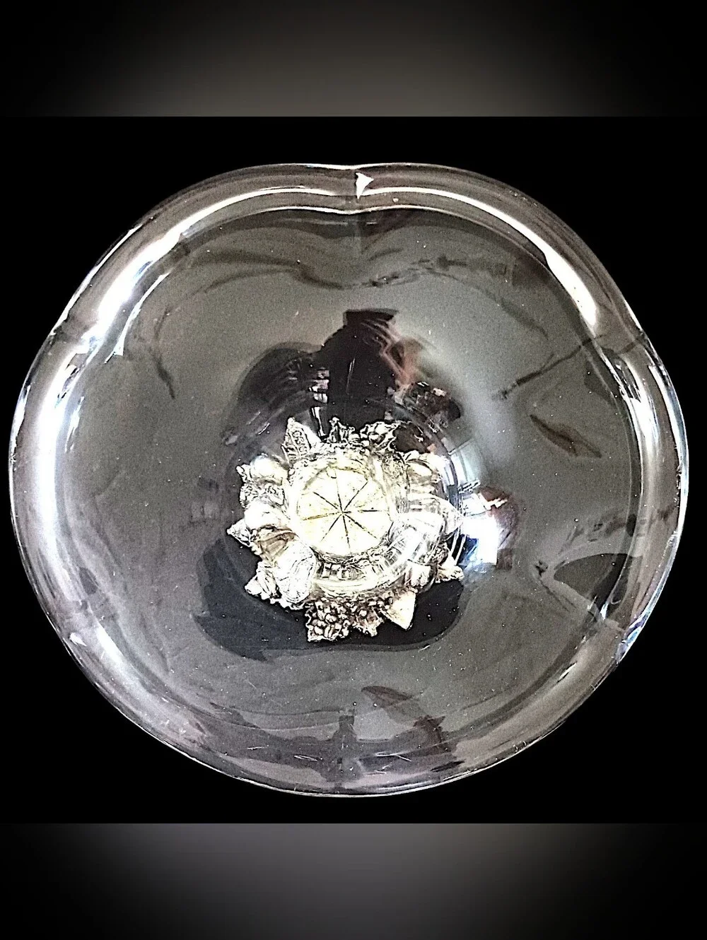 Vintage Murano Cristal Line Compote Bowl Dish Silver Tone Fruit Pedestal Italy